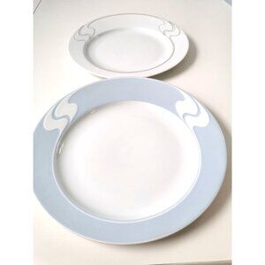Two Vtg Rosenthal Asimmetria Plates Tapio Wirkkala MCM Blue & White Studio Line